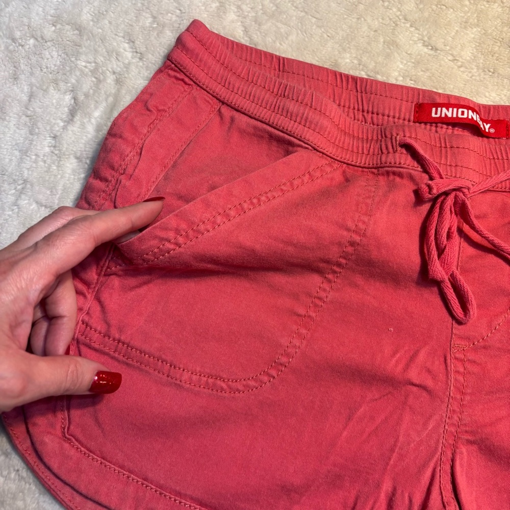UNIONBAY Shorts Lg Juniors Watermelon Pink Maribeth Sateen Pull-On Drawstring - Picture 5 of 10